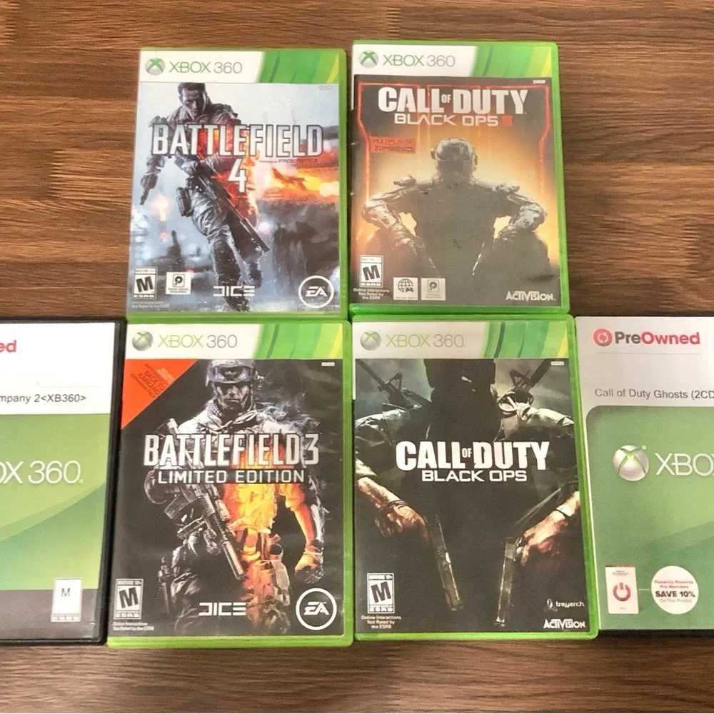 Xbox 360 Games Battlefield 3 and 4 - Bad Company 2 Call of Duty Black Ops Ghosts